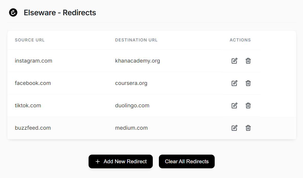Manage redirects